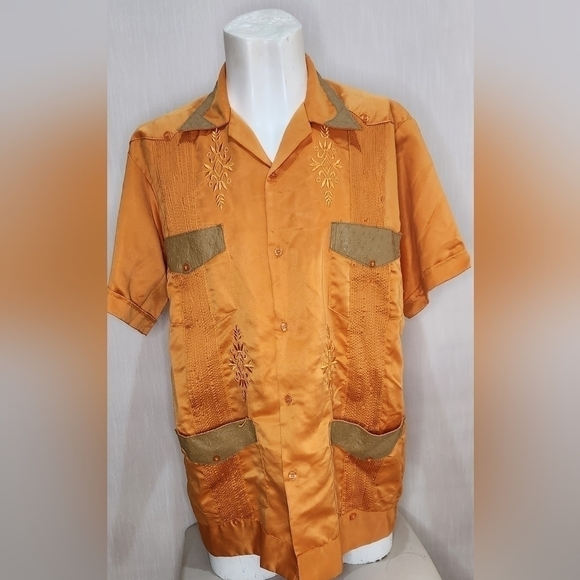 Other - orange short-sleeved guayabera for men